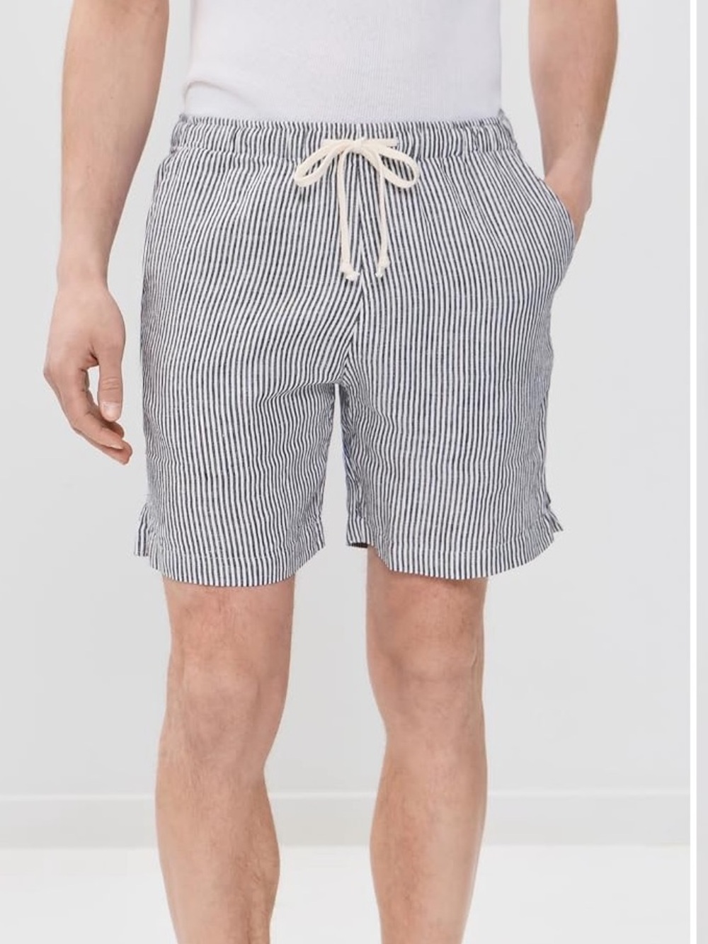 Men's Alex Crane Striped Drawstring Shorts - Navy/White